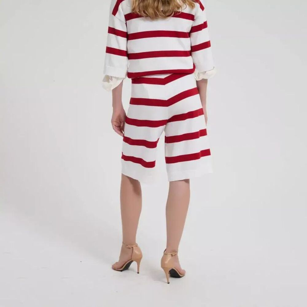 Women's Bermuda Sweater Shorts - A New Day Red Striped XL